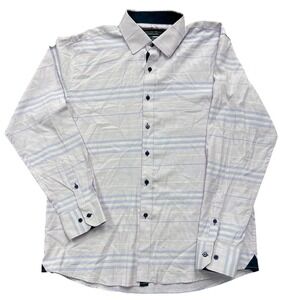 American Breed Button Down Shirt Mens XL Purple‎ Blue Striped Smart Shirt Cotton